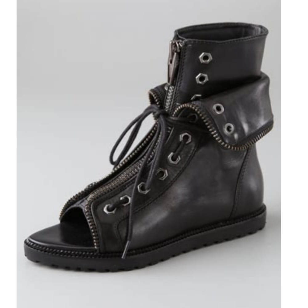 Alexander Wang Mirte zip up lace up flat boots sz9